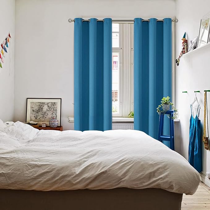 BGment Blackout Curtains - Grommet Thermal Insulated Room Darkening Bedroom and Living Room Curtains, Set of 2 Panels (42 x 84 Inch, Steel Blue)