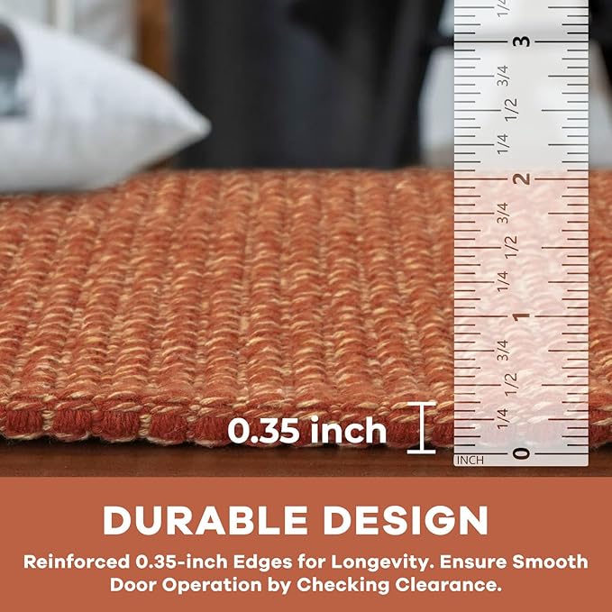 KOZYFLY Extra Long Runners for Hallways 3x14 ft Washable Kitchen Runner Non Slip Rubber Backed Hallway Rug Cotton Entryway Runner Rug Floor Carpet for Indoor Hall, Kitchen, Stair, Orange/Tan