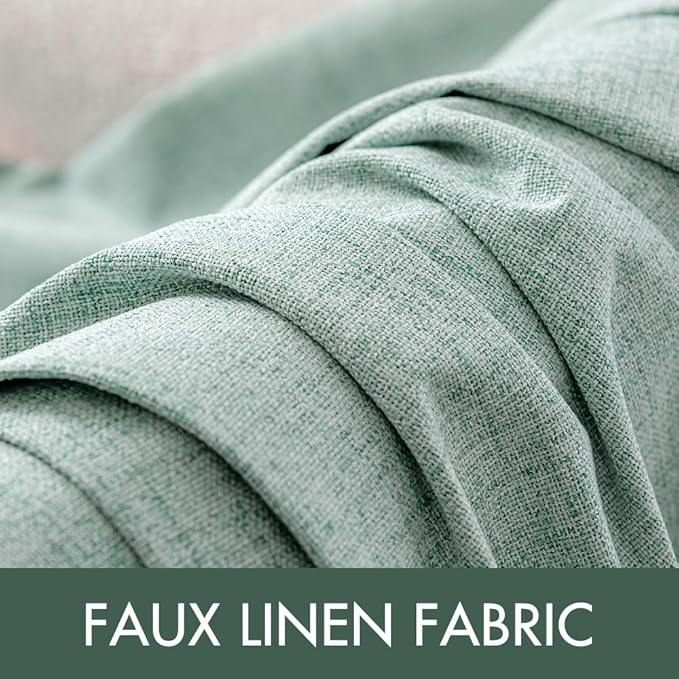 MIULEE Linen Texture Curtains for Bedroom Solid 100% Blackout Thermal Insulated Seafoam Green Curtains Grommet Room Darkening Curtains/Draperies for Living Room Nursery 52x54 Inch (2 Panels)