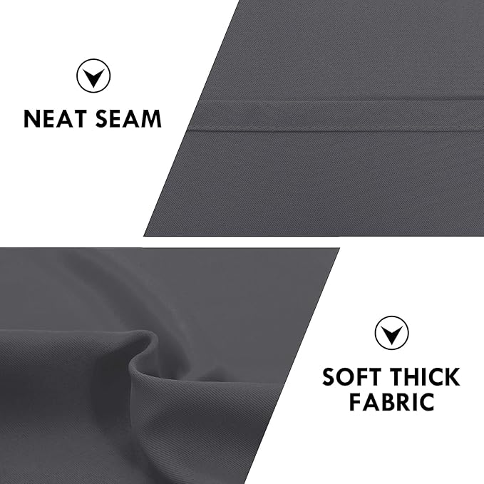 DWCN Dark Grey Blackout Curtains for Bedroom, Thermal Insulated Energy Saving Room Darkening Curtains for Living Room (W60 x L84 inch, Set of 2 Panels, Top of Rod Pocket)