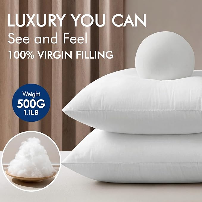 MIULEE 26x26 Pillow Inserts,Set of 4 100% Virgin Microfiber with Cotton Cover Throw Pillows for Couch Sofa and Bed