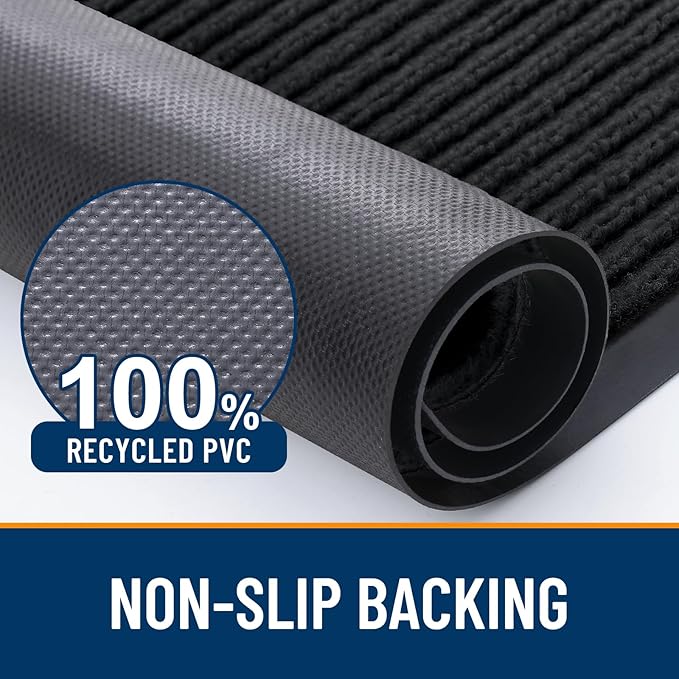 OLANLY Front Door Mat Indoor Outdoor Entrance, 2-Pack 59 x 34 Inch, Waterproof Heavy Duty Doormat, Fade Resistant, Low Profile, Easy Clean Patio Porch Welcome Floor Mats for Entry, Black