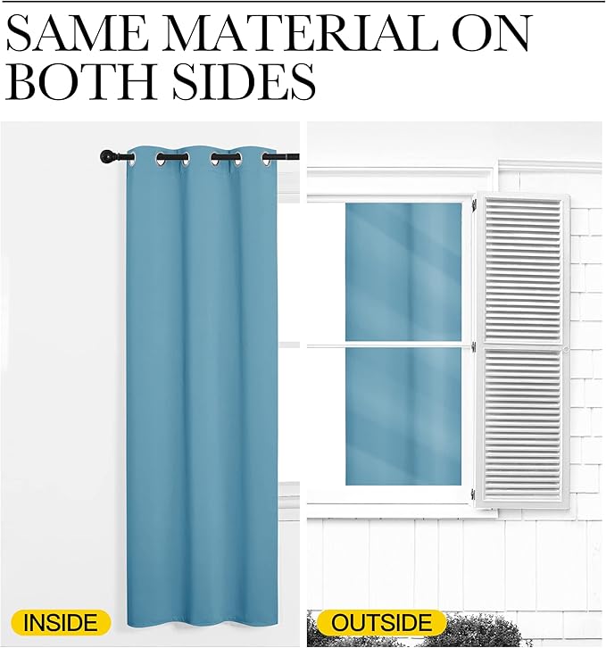 NICETOWN Teal Blue Blackout Curtains 102 inches Length for Living Room, 2 Panels, 55" Wide, Thermal Insulated Long Drapes for Large Window