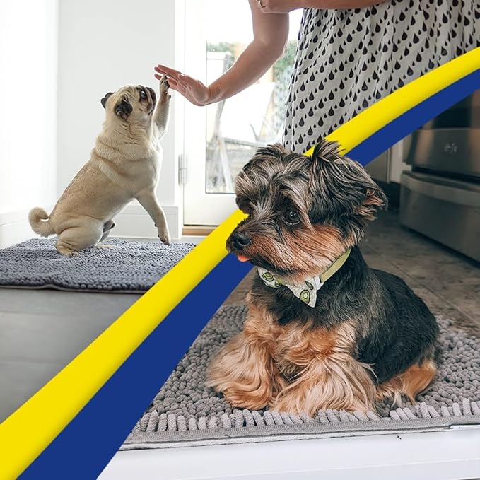 Muddy Mat® | Super Absorbent Door Mat Indoor, Microfiber Quick Dry Chenille Entryway Rug, Non-Slip Front Door Mat, Indoor Mats for Entryway, Machine Washable Pet Rug, Grey 24"x72"