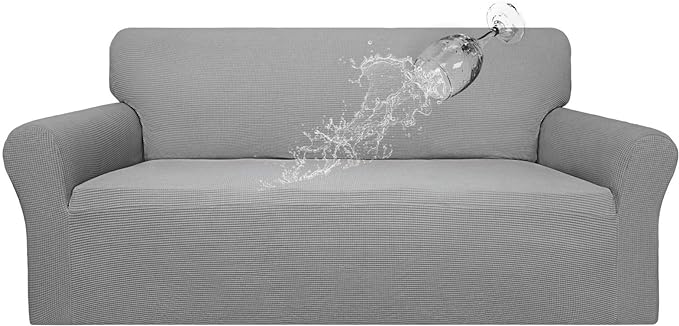 Easy-Going 100% Waterproof Couch Cover, Dual Waterproof Sofa Cover, Stretch Jacquard Sofa Slipcover, Leakproof Furniture Protector for Kids, Pets, Dog and Cat (Sofa, Light Gray)
