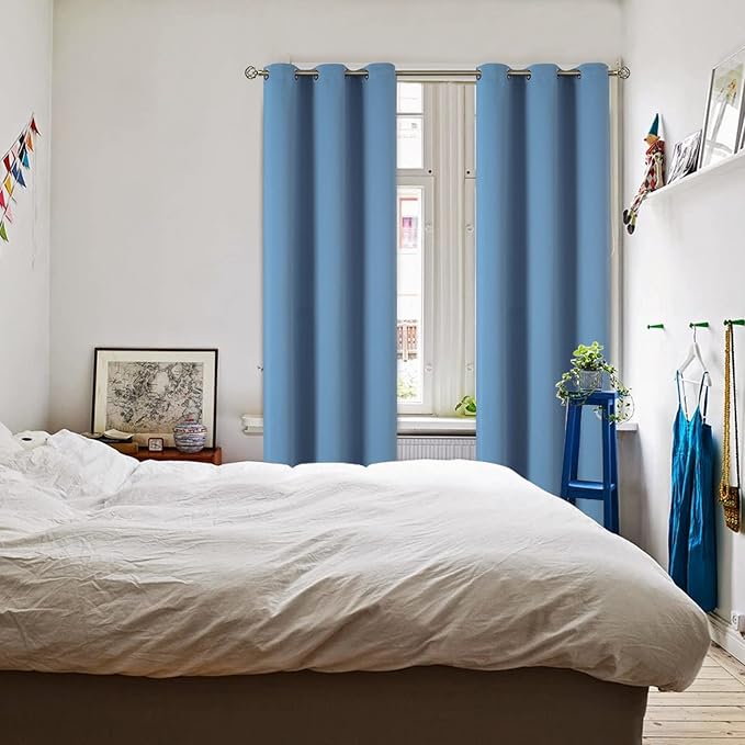 BGment Blackout Curtains for Bedroom - Grommet Thermal Insulated Room Darkening Curtains for Living Room, Set of 2 Panels (42 x 84 Inch, Faded Denim)