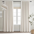 Topfinel 100 Inch Long Black Out Custom Drapery Panels, Cream White Blackout Off-White Curtains, Nursery Kids Heat Blocking Sound Block Tab Top Rod Pocket Curtains for Patio Bay Window Winter