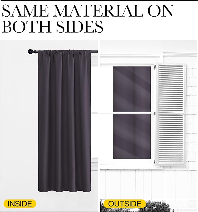 NICETOWN Blackout Curtains for Bedroom, Blackout Curtain Panels, Greyish Purple, 1 Pair, 70 by 63-inch, Window Treatment Energy Saving Thermal Insulated Solid Rod Pocket Blackout Drapes/Draperies