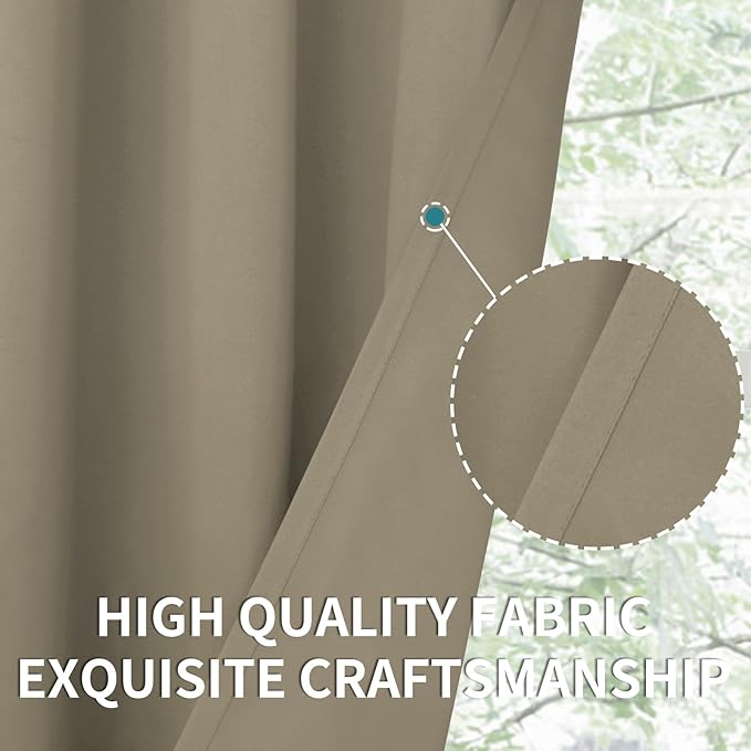 BGment Room Darkening Curtains 63 Inches Long - Grommet Thermal Insulated Drapes Window Treatment Curtains for Bedroom, 2 Panels, 42 x 63 Inch, Cocoa