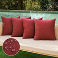 MIULEE Pack of 4 Decorative Throw Pillow Covers Linen Waterproof Pillow Covers Farmhouse Cushion Cases for Outdoor Patio Garden Tent Balcony Couch Sofa18x18 inch Burgundy