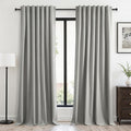 Frost Grey Blackout Linen Curtains 96 Inches Long 2 Panels for Bedroom 100% Black Out Curtains Thermal Insulated Noise Reducing Neutral Modern Living Room Darkening Window Drapes 96 inches Length