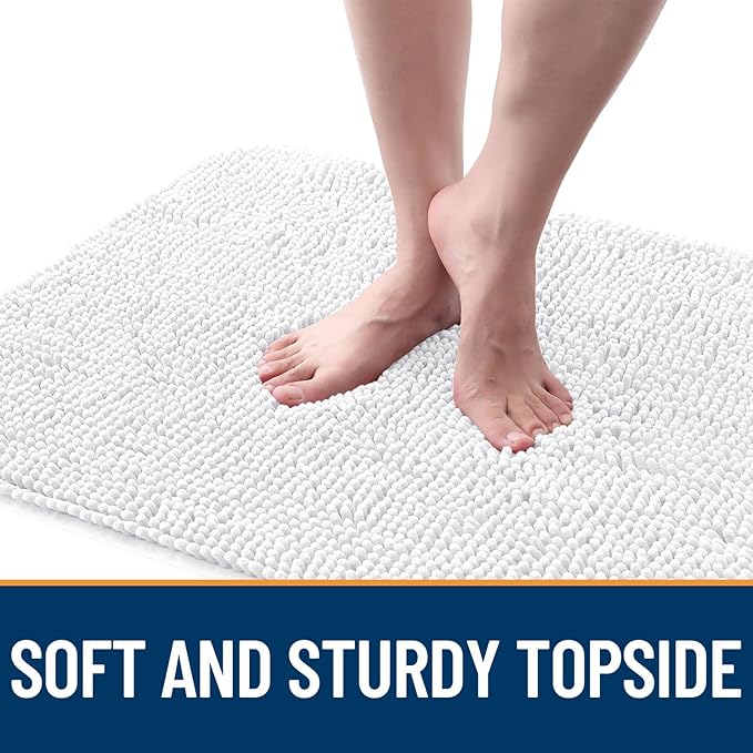 OLANLY Dog Door Mat for Muddy Paws 70x46, Absorbs Moisture and Dirt, Absorbent Non-Slip Washable Doormat, Quick Dry Chenille Mud Mat for Dogs, Entry Indoor Entryway Carpet for Inside Floor, White