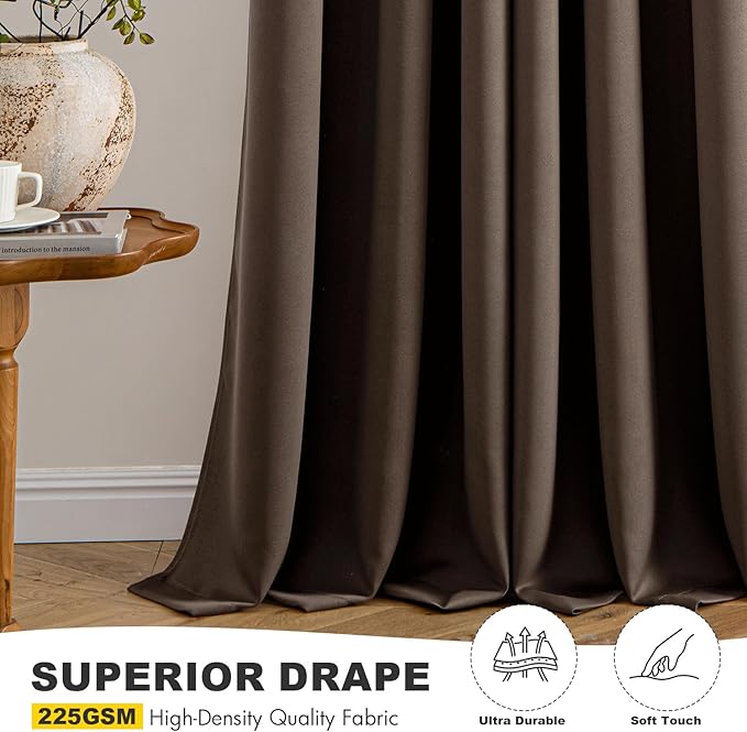 MIULEE Chocolate Brown Blackout Curtains - Bedroom Window Treatment Curtains Thermal Insulated Room Darkening Drapes for Living Room Kitchen Grommet Drapery, 40 x 45 Inches Long, 2 Panels