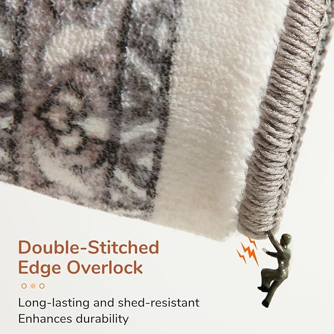 OPPODREAM Soft Area Rugs 3x5, Washable Rugs with Non Slip Backing, Low-Pile Throw 3x5 Carpet, Faux Cashmere 3 x 5 Carpet, Brown