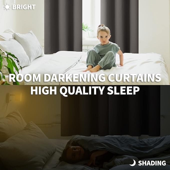 BGment Blackout Curtains for Bedroom - Grommet Thermal Insulated Room Darkening Curtains for Living Room, Set of 2 Panels (52 x 84 Inch, Grey)