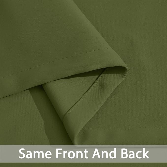 Yakamok Olive Green Curtains 54 Inches Length Blackout Curtain for Bedroom-Green Room Darkening Thermal Insulated Grommet Drapes for Living Room, 52W x 54L,2 Panels