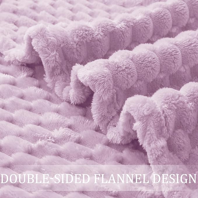 Exclusivo Mezcla Fleece Queen Blanket for Bed, Extra Large Fuzzy Lilac Purple Bed Blankets, Soft Cozy Plush Sofa Throws for All Seasons, 90x90 Inches