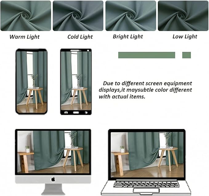 Simplebrand Ava Dark Green Blackout Curtains for Bedroom 84 Inch Length 2 Panels Set, Solid Thermal Insulated Privacy Living Room Window Treatment Curtains Blackout Drapes, W50 x L84 Inch, Dark Green