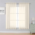 Simplebrand Cream Sheer Curtains, 63" Length, 2 Panels Set - Light Filtering, Rod Pocket Window Curtains for Bedroom (Cream, 59" W x 63" L)