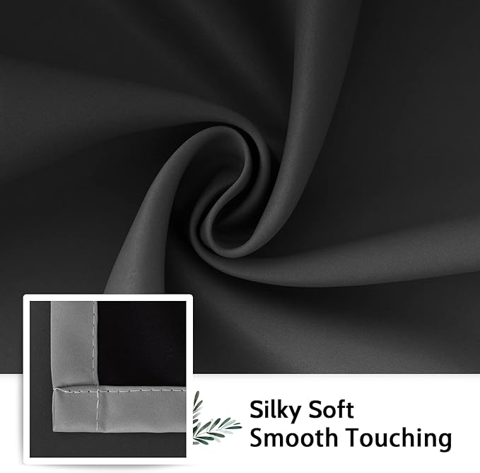 SimpleHome Black and Greyish White Blackout Curtains for Bedroom 96 Inches Long, Room Darkening Grommet Curtains for Living Room,Thermal Insulated Ombre Drapes,2 Panels, 52x96 inches Length