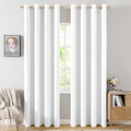 MIULEE 100% Blackout Linen Textured Curtains for Bedroom Solid Thermal Insulated Bright White Grommet Room Darkening Curtains & Drapes Luxury Decor for Living Room Nursery 52 x 108 Inch (2 Panels)