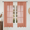BGment Terracotta Linen Curtains 63 Inches Long for Living Room Windows, Semi Sheer Drapes Rustic Textured for Farmhouse Bedroom Decor with Rod Pocket Lightweight, 2 Panels Set, Each 42 Inch Wide