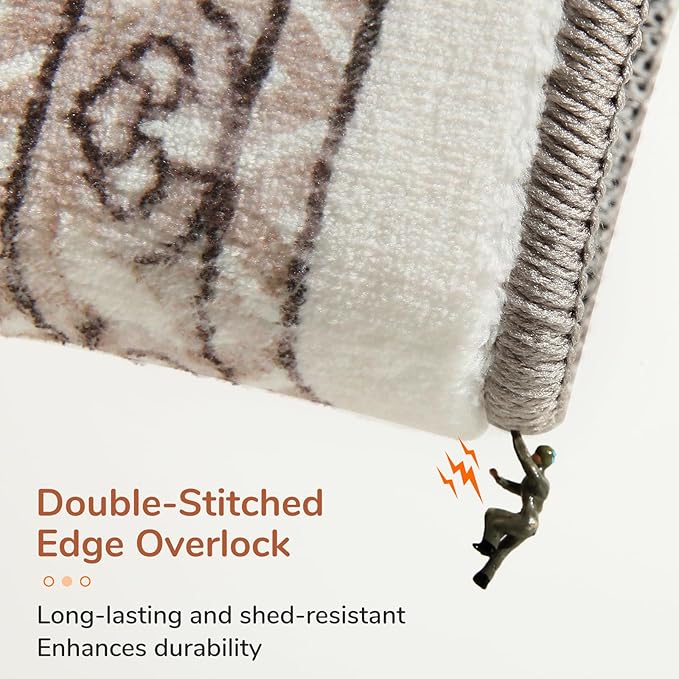 OPPODREAM Soft Area Rugs 4x6, Low-Pile Washable Rugs 4x6 with Non Slip Backing, Faux Cashmere 4 x 6 Throw Carpet, Khaki