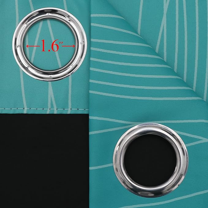 Estelar Textiler Teal and Grayish White Blackout Curtains for Living Room, Ombre Thermal Insulated Noise Reducing Blackout Drapes for Bedroom, Full Room Darkening Grommet Curtains, 52Wx84L, 2 Panels