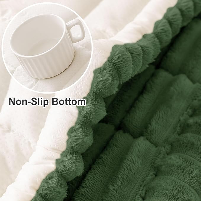 hyha Couch Covers for Dogs Washable, Non Slip Plush Dog Sofa Protectors, Fuzzy Pet Couch Covers for 3 Cushion Sofa Pet Friendly (Dark Green, 27.6" x 88")