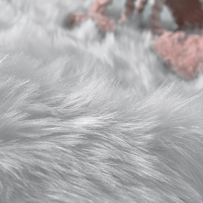 Goolela Grey Round Rug 3ft Fluffy Faux Sheepksin Fur Rug Fuzzy Gray Bedside Rugs for Bedroom Living Room Plush Soft Circle Shag Carpet
