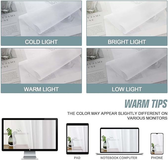 White Sheer Curtains for Window 96 Inches Long 2 Panels Set, Soft Airy Light Filtering Voile Sheer Curtains for Living Room Bedroom, Dual Rod Pocket Elegant Window Drapes, 2x42Wx96L Inches