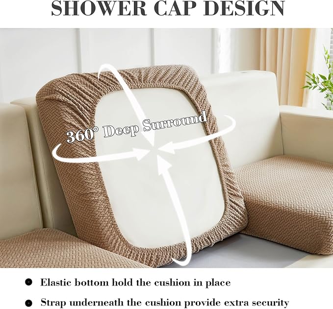 Sofa Covers Couch Covers for Sofa Pet Friendly Couch Cushion Covers Universal Sofa Covers Washable Stretch Slipcovers for Sectional Sofa (Texture Light Coffee,Headrest Cover)