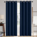 MIULEE 100% Blackout Linen Textured Curtains for Bedroom Solid Thermal Insulated Midnight Blue Grommet Room Darkening Curtains & Drapes Luxury Decor for Living Room Nursery 52 x 108 Inch (2 Panels)