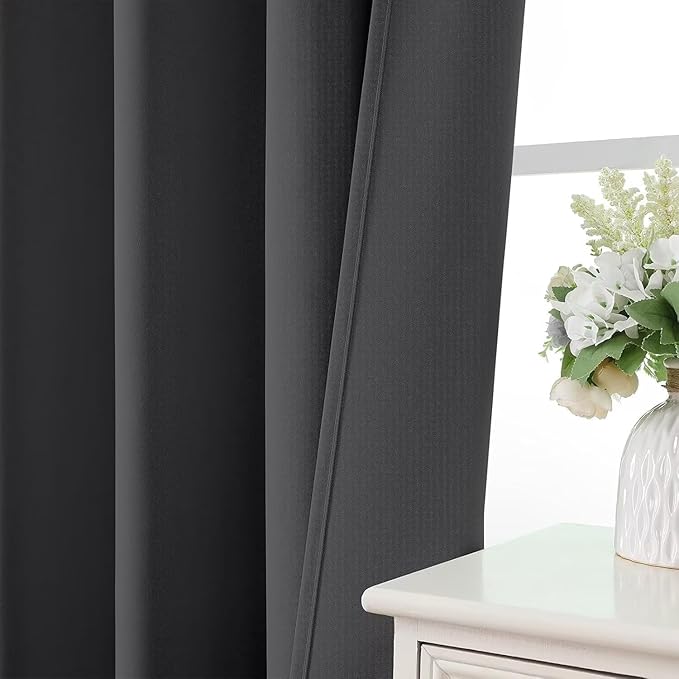 Joydeco Blackout Curtains 108 Inches Long 2 Panels Set, Thermal Insulated Long Curtains& Drapes 2 Burg, Room Darkening Drapes for Bedroom Living Room Window (Grey, W37 x L108 Inch)