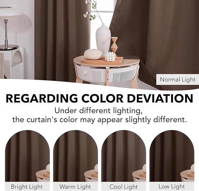 Deconovo Blackout Curtains, Thermal Insulated, W42 x L84 2 Panels, Back Tab, Machine Washable, Room-Darkening Drapes for Bedroom/Living Room Brown