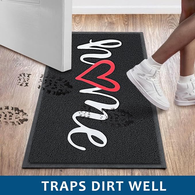 EARTHALL Door Mat 2-Pack Outside Inside Home Doormat 30"x17.5" Durable Floor Mat Non Slip Rug Ultra Absorb Mud Easy Clean Front Doormat for Garage, Entryway, Patio, High Traffic Areas, Black