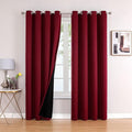 ChrisDowa 100% Blackout Curtains 120 inch Long for Bedroom with Black Liner, 2 Thick Layers Total Blackout Thermal Insulated Grommet Long Window Curtains 2 Panels Set (Burgundy, 52 x 120 Inch)