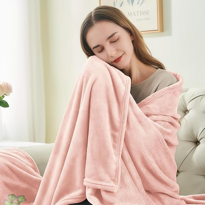 BEDELITE Fleece Blanket Twin Size Pink Morn Throw Blankets for Couch & Bed, Luxury Plush Cozy Fuzzy Blanket 60x80 inches, Super Soft Warm Lightweight Throw Blanket for Travel Camping