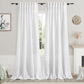 Nanspring White Linen Curtains for Living Room 101 Inches Long Extra Long Back Tab Curtains Farmhouse Light Filtering Semi Sheer Linen Drapes Ceiling to Floor for Large Window 2 Panels Set 52x101