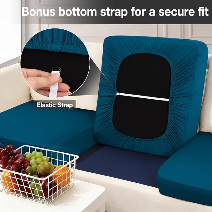 hyha 8Pcs Patio Cushion Covers, Stretch Outdoor Couch Cushion Covers, Washable Outdoor Chair/Sofa Slipcovers for Patio Furniture Cushions Protector with Elastic Bottom(Peacock Blue,Cover Only)
