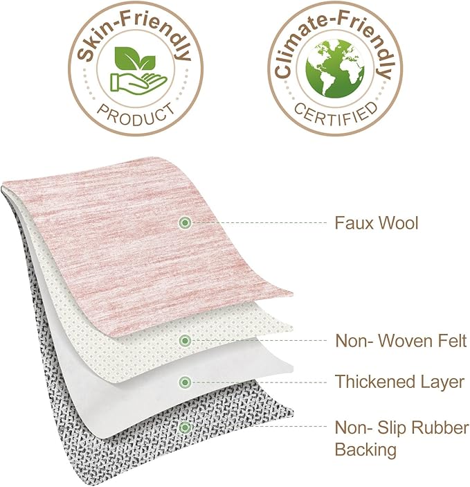 Nakagishi 9x12 Area Rugs Living Room: Washable Large Vintage Rug Neutral Non-Slip Soft Stain Resistant Indoor Carpet for Bedroom Nursery Dining Room Office Playroom - Pink-01