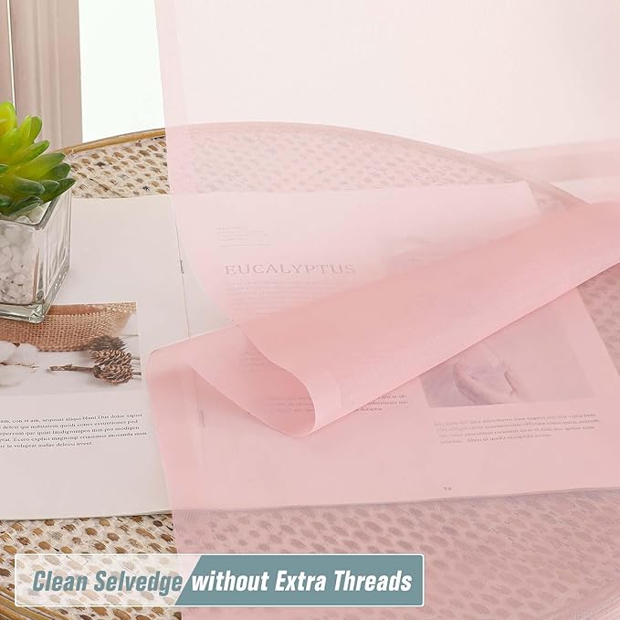 Blush Pink Sheer Curtains for Windows 108 inches Long 2 Panels Set, Soft Lightweight Light Filtering Drapes for Living Room Bedroom, Dual Rod Pocket Sheer Curtains, 2x42Wx108L inches
