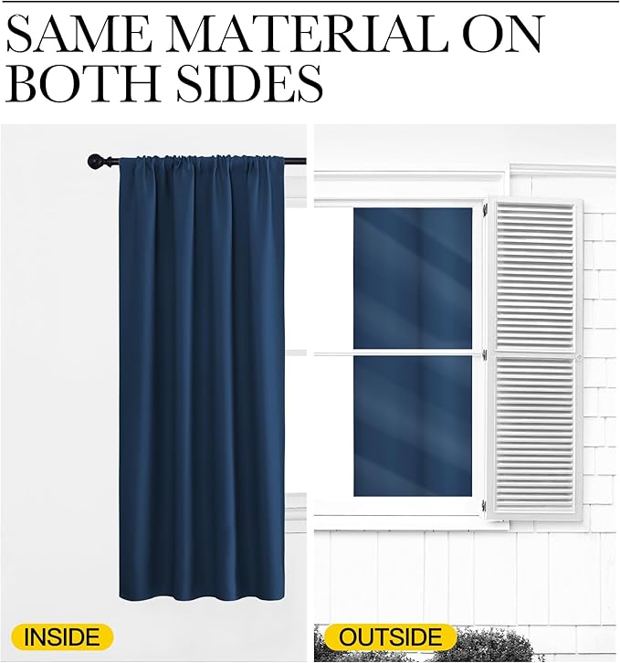 NICETOWN RV Blackout Curtains for Camper Windows, Moroccan Blue, 34" x 30", Set of 2, Kitchen Curtains, Short Blackout Drapes, Thermal Insulated Rod Pocket Window Treatment Draperies for Nursery