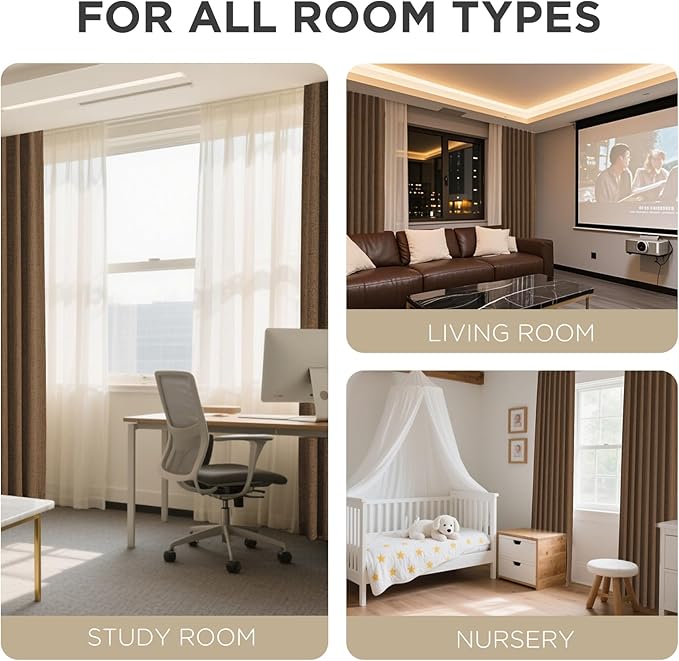 Joydeco Blackout Curtains for Bedroom - 120 Inch Long 100% Light Blocking 2 Panels Cappuccino Drapes, Thermal Insulated Room Darkening Curtains, Linen Textured for Living Room, Rod Pocket & Back Tabs