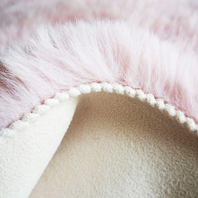 Ghouse Soft Faux Sheepskin Fur Rug 2x6 Pink Fluffy Bedside Rugs Plush Rug Shag Nursery Carpet Area Rugs for Living Room Bedroom Playing Room Decor