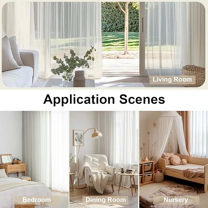 OWENIE Ivory Sheer Curtains 72 Inches Long 2 Panels, Transparent Voile Sheer Curtain Double Rod Pocket Gauze Drapes for Living Room Bedroom Window Sliding Glass Door Treatment, 42 x 72 Inch