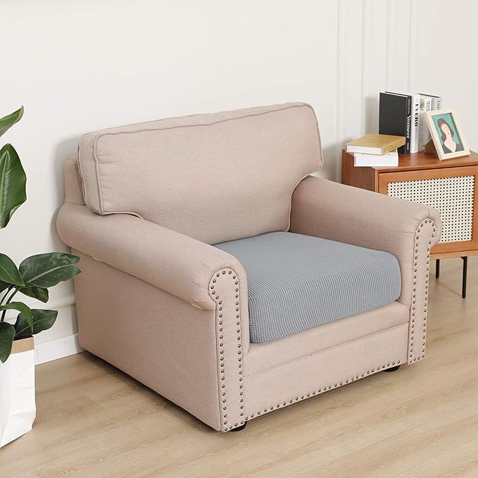 Easy-Going Stretch Chair Cushion Cover Sofa Cushion Furniture Protector Sofa Seat Sofa Slipcover Sofa Cover Soft Flexibility with Elastic Bottom(Chair Cushion, Silver Gray)