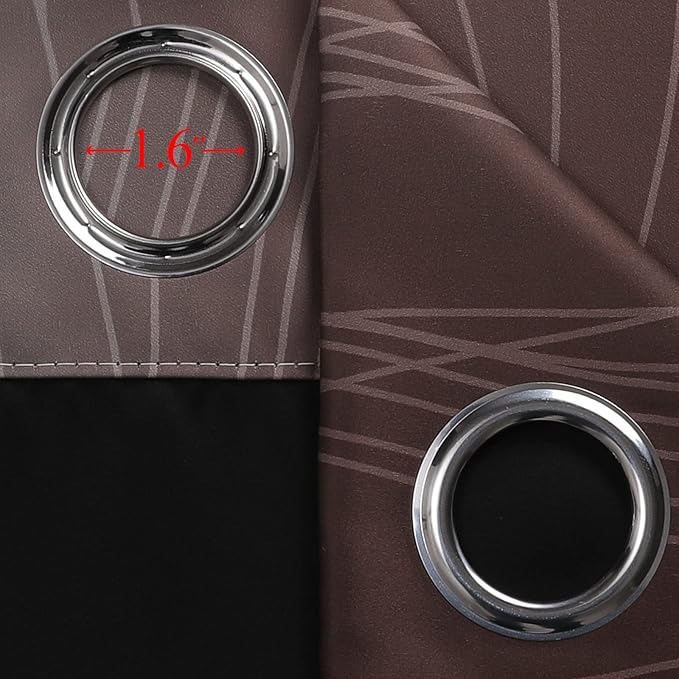Estelar Textiler Brown and Teal Blackout Curtains & Drapes for Bedroom, Thermal Insulated Ombre Blackout Drapes, Room Darkening Energy Saving Curtains for Living Room, 42Wx63L, 2 Panels
