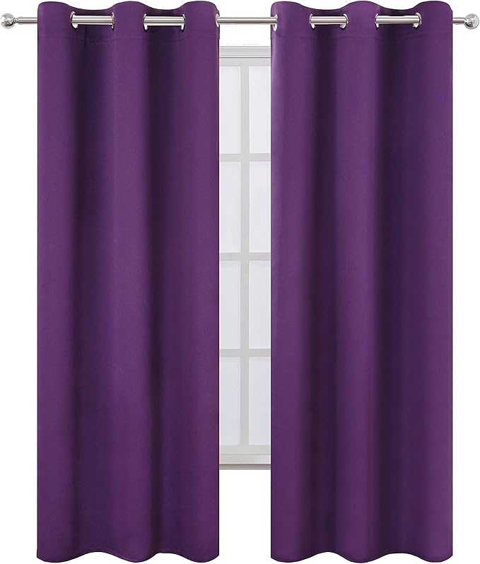 LEMOMO Blackout Curtains 42 x 84 Inch/Purple Curtains Set of 2 Panels/Room Darkening Curtains for Living Room and Bathroom