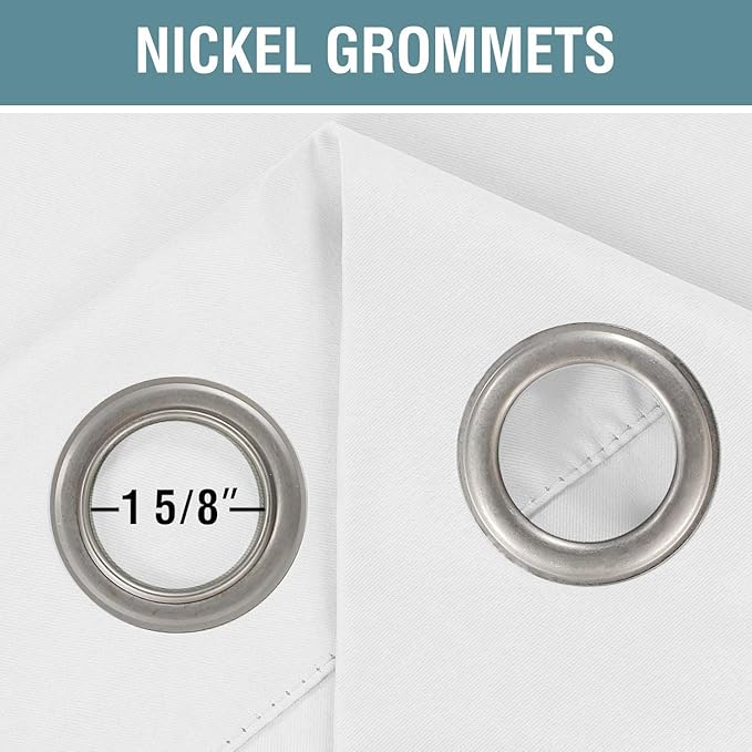 H.VERSAILTEX White Curtains for Bedroom Pure White Curtain 96 inches Long for Christmas Thermal Insulated Window Treatment Panel/Drape for Living Room, White, One Panel, Grommet Top, 52" W x 96" L